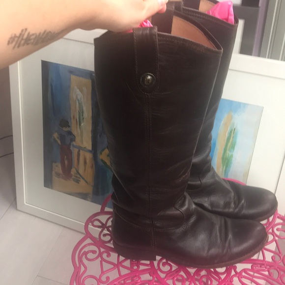 Frye Shoes - Frye Melissa Button 2 Riding Boot in Brown